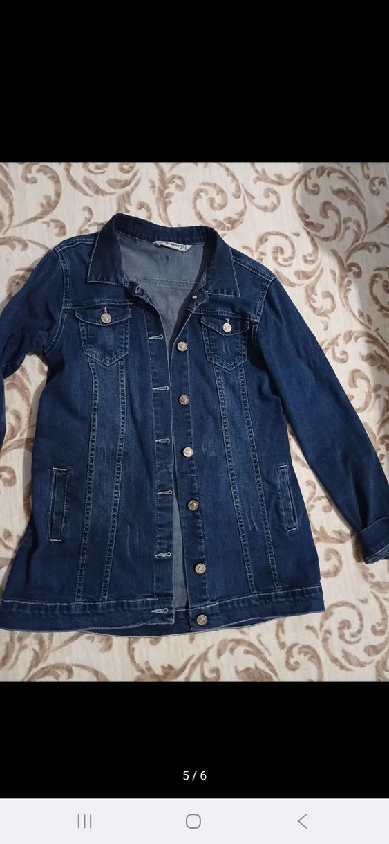 Kadın Lacivert Düğmeli Denim Ceket - Görsel 3