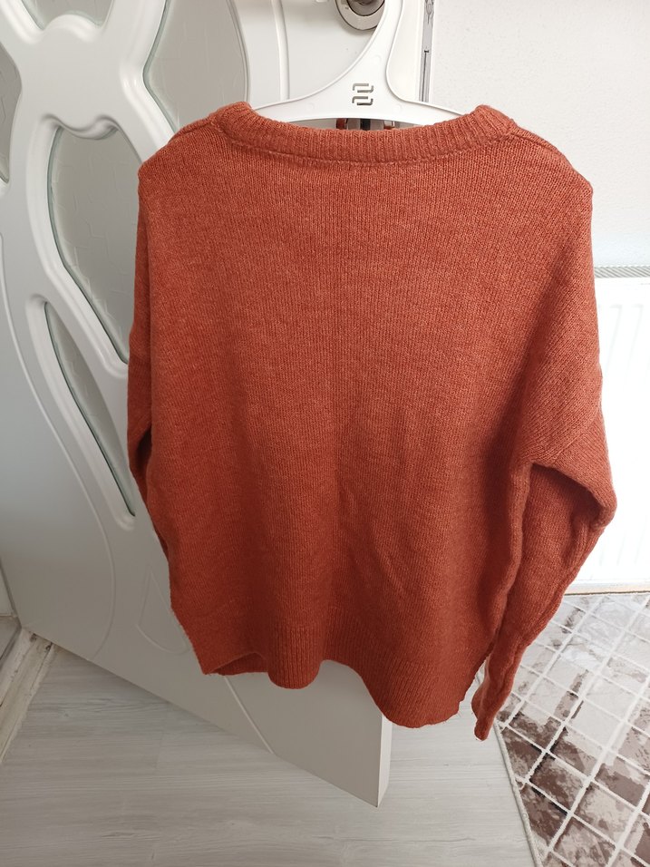 Kadın Kahverengi Örgü Bisiklet Yaka Kazak - Görsel 2