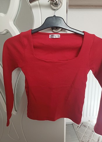 Kırmızı Uzun Kollu Kadın Kazak - Görsel 2