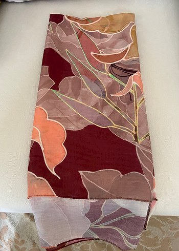 Bej Bohem Tarzı Kadın İpek Şal - Görsel 2