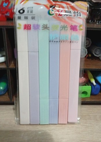 Pastel Renkli 6lı Yumuşak Uçlu Fosforlu Kalem Seti