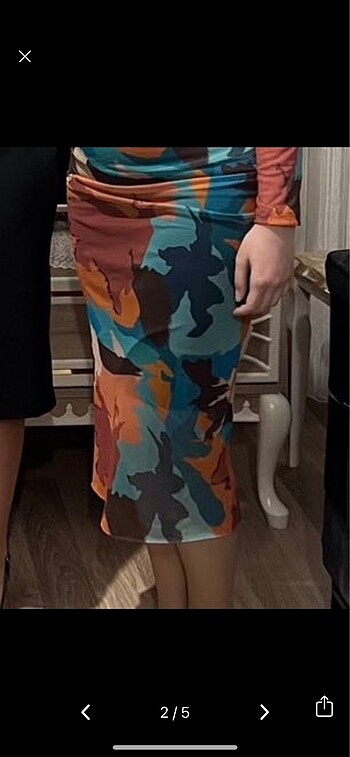 Zara Çok renkli midi elbise