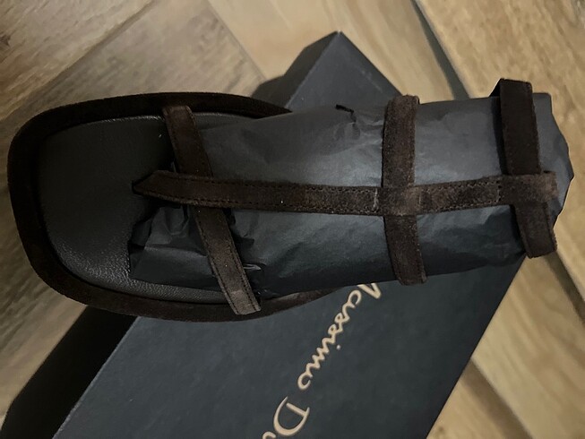 39 Beden kahverengi Renk Massimo Dutti Kadın Yazlık Deri Sandalet
