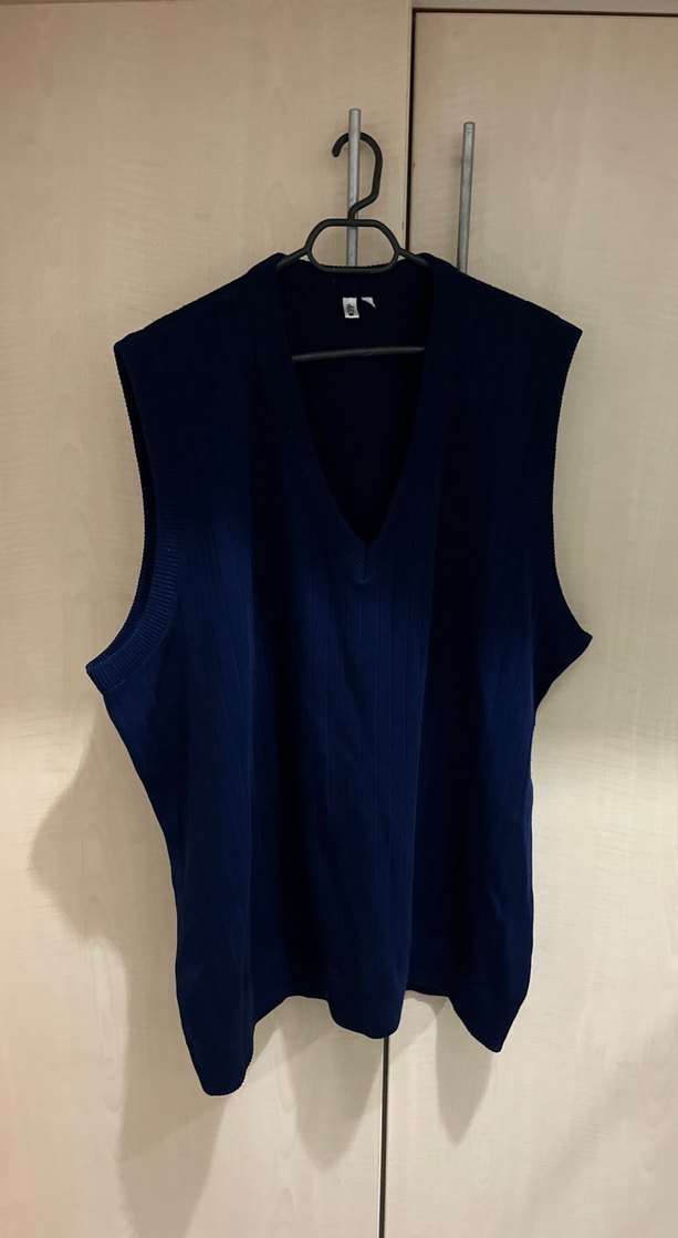 Mavi V Yaka Örgü Oversize Kadın Süveter - Görsel 2