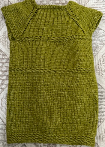 Kadın yağ yeşili el örgüsü yelek - Görsel 3