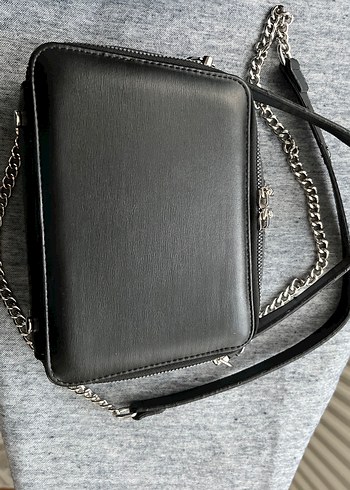 Zincir Detaylı Siyah Deri Kadın Çanta - Görsel 4