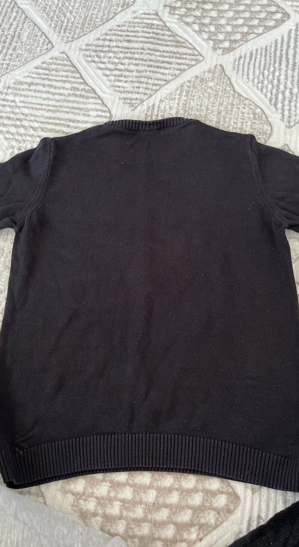 Siyah Erkek Çocuk Tüylü Kaplan Detaylı Kazak - Görsel 3