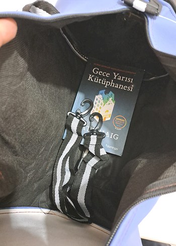 Beden Mavi Baskılı Fermuarlı Spor Çantası