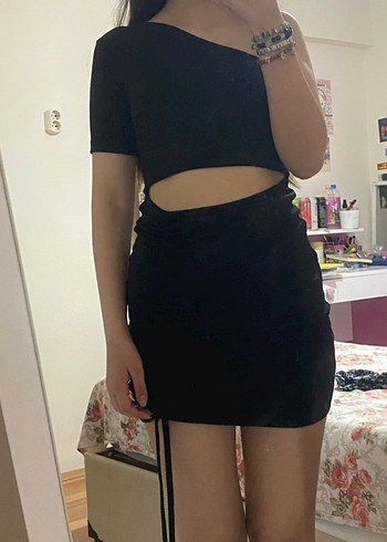 Siyah Süet Mini Etek