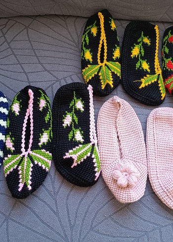 El Örgüsü Tunus Çiçek Desenli Patik - Görsel 3