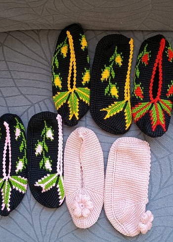 El Örgüsü Tunus Çiçek Desenli Patik - Görsel 2