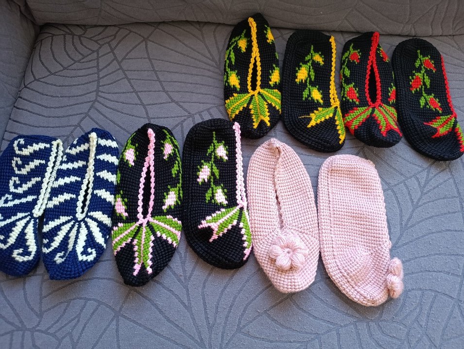 El Örgüsü Tunus Çiçek Desenli Patik - Görsel 3