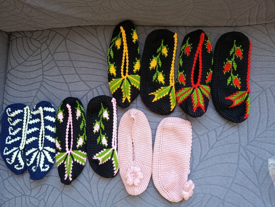 El Örgüsü Tunus Çiçek Desenli Patik - Görsel 2