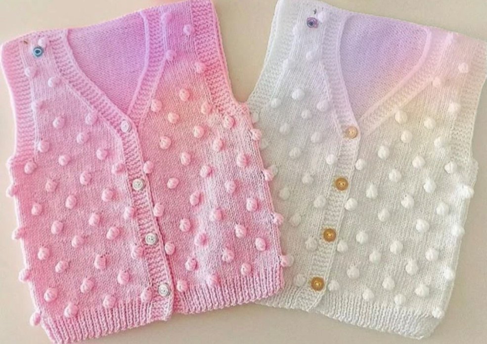 Düğmeli bebek Triko Yelek - Görsel 3