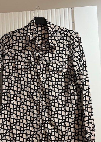 Düğmeli, Uzun Kollu, Geometrik Desenli Kadın Tunik - Görsel 2