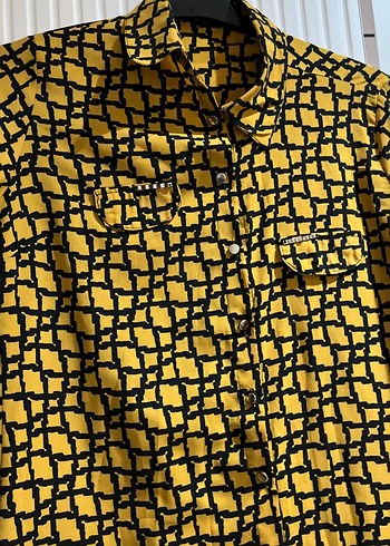 Sarı Desenli Uzun Kollu Gömlek Tunik - Görsel 3