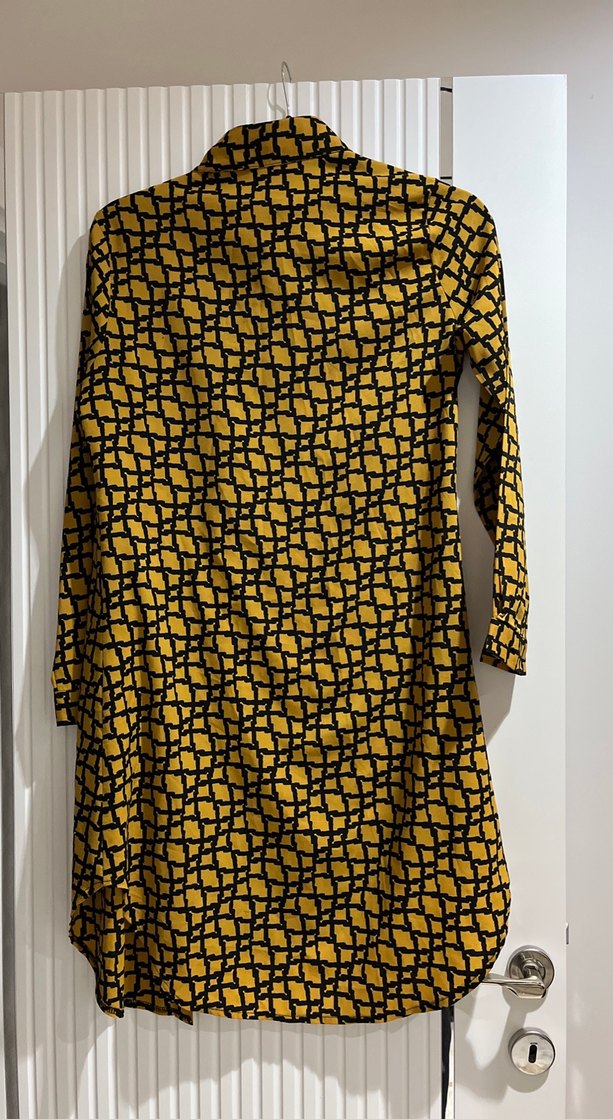 Sarı Desenli Uzun Kollu Gömlek Tunik - Görsel 5