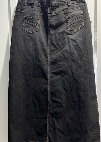 Siyah Kadın Uzun Kot Etek - Görsel 4