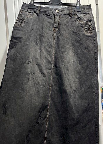 Siyah Kadın Uzun Kot Etek - Görsel 2