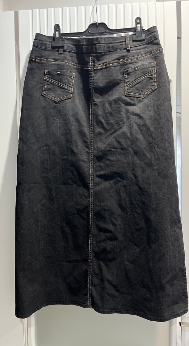 Siyah Kadın Uzun Kot Etek - Görsel 4