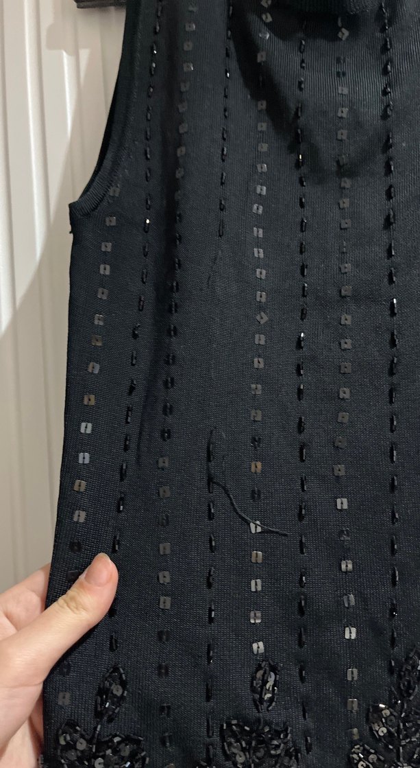 Siyah Sıfır Kollu Paletli Bluz - Görsel 2