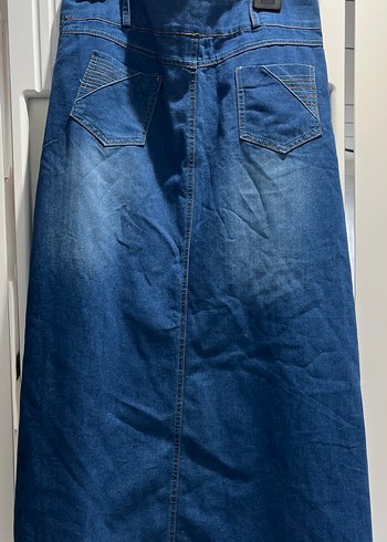 Düğmeli Mavi Kot Etek - Görsel 3