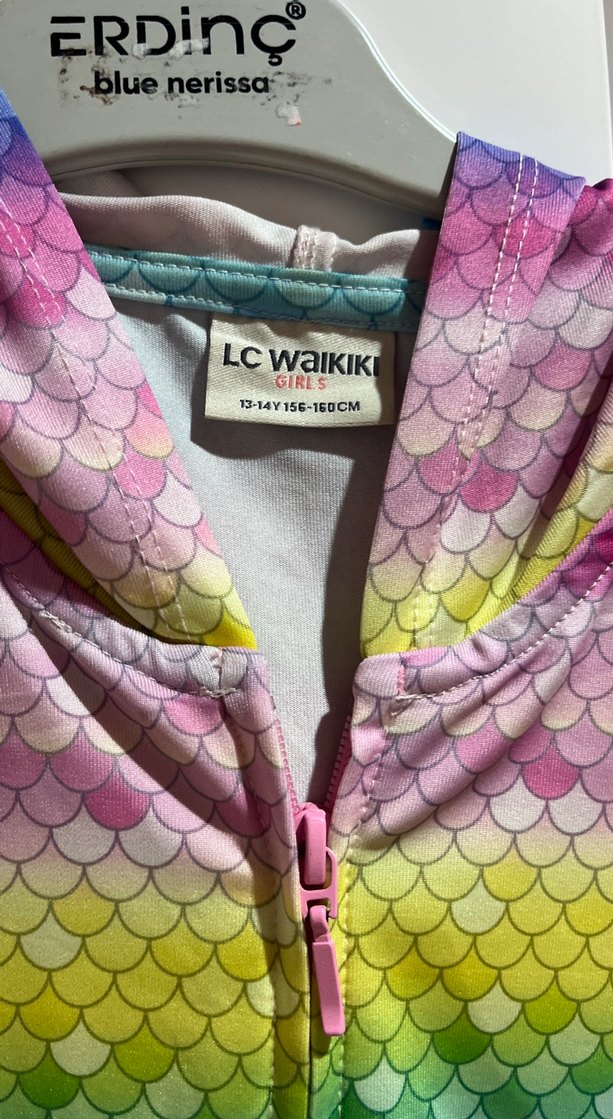 Lcw Kız Çocuk Kapüşonlu Renkli Fermuarlı Ceket - Görsel 2