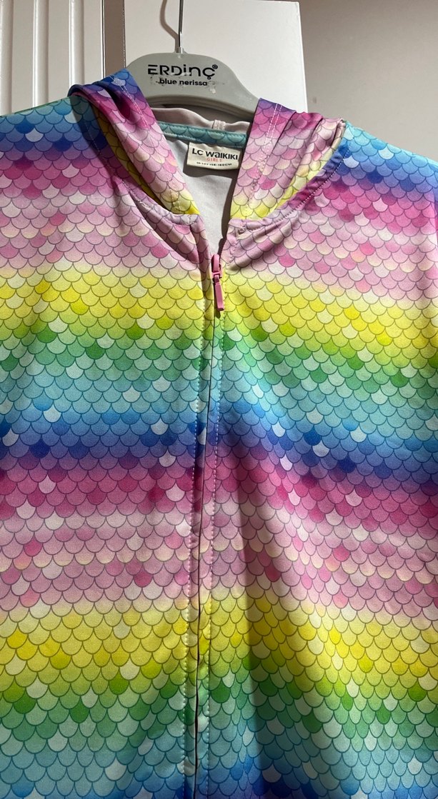 Lcw Kız Çocuk Kapüşonlu Renkli Fermuarlı Ceket - Görsel 3