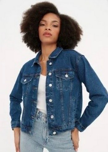 Lacivert Kadın Denim Ceket