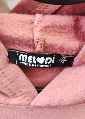 s Beden pembe Renk Gül Kurusu Uzun Kollu Kanguru Cepli Kadın Sweatshirt (Tunik)