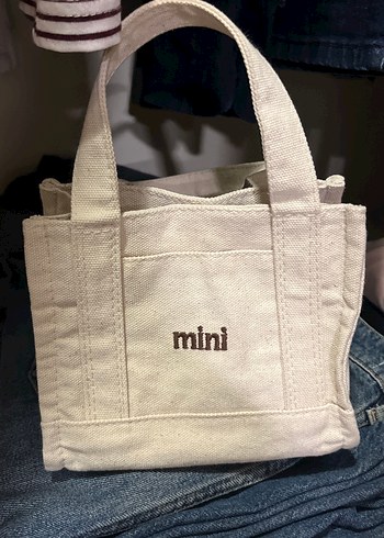  Beden Beyaz Mini Baskılı Kadın Kumaş Çanta