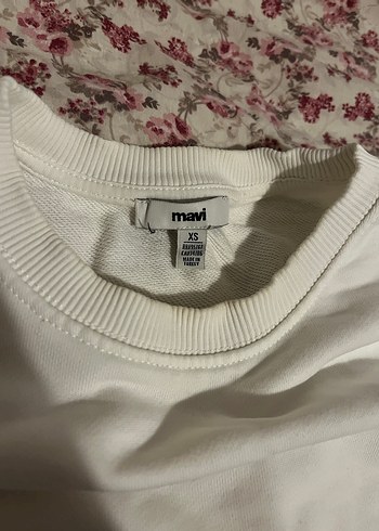 Mavi Beyaz Uzun Kollu Basic Sweatshirt
