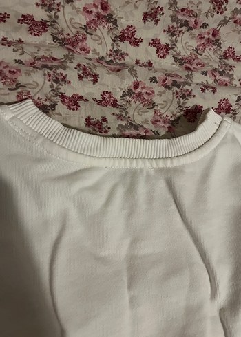 xs Beden Beyaz Uzun Kollu Basic Sweatshirt