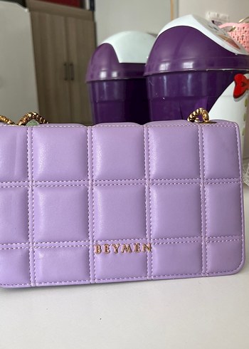 Beden Pastel Mor Kareli Kadın Omuz Çantası