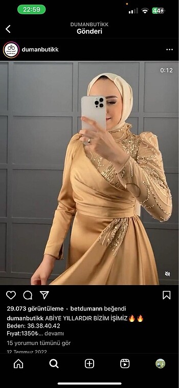 Duman butik işlemeli abiye