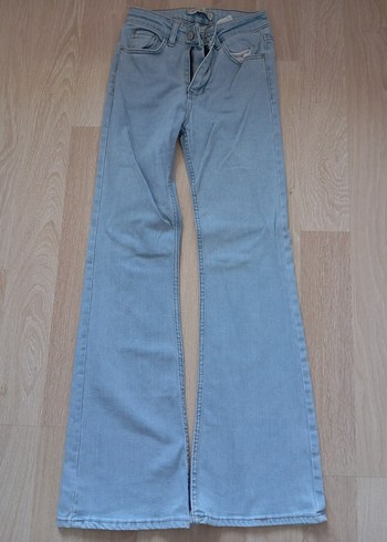 28 Beden Mavi Pastel Midi Kadın Denim İspanyol Pantolon
