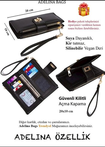 Beden siyah Renk Siyah Deri Tokalı Kadın Cüzdan