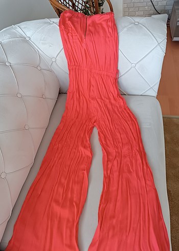 s Beden Kırmızı Keten Uzun Tulum