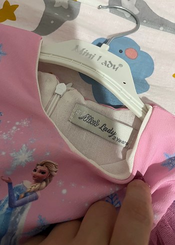 Pembe Baskılı Kız Çocuk Elbisesi - Görsel 2