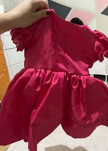 Pembe Kısa Kollu Fırfırlı Kız Elbisesi - Görsel 3