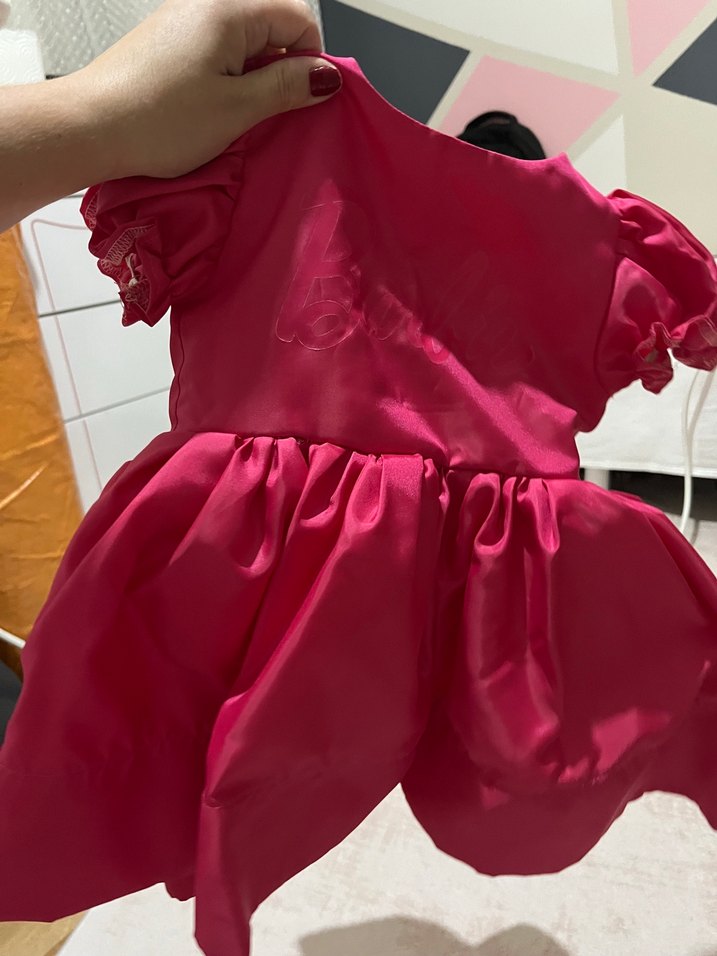 Pembe Kısa Kollu Fırfırlı Kız Elbisesi - Görsel 3