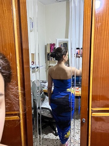 Zara zara lacivert tül elbise