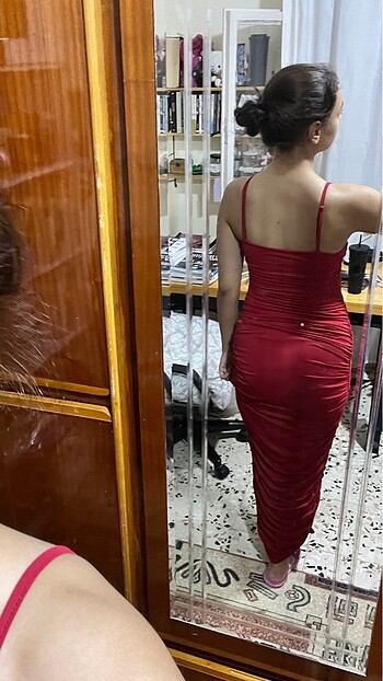 Sheinside shein kırmızı uzun elbise