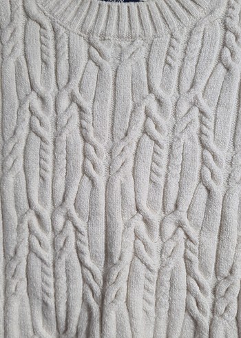 Kısa Kollu Bej Örgü Kadın Kazak - Görsel 2