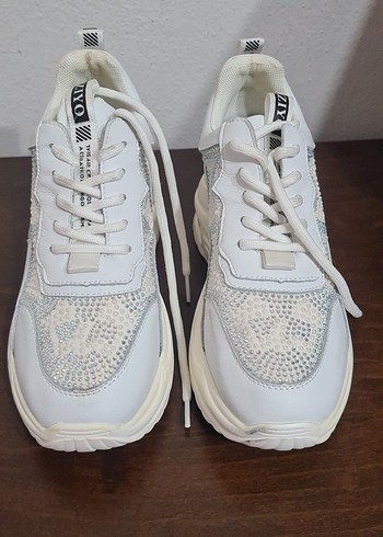 Beyaz Yılan Desenli Platform Spor Ayakkabı - Görsel 2