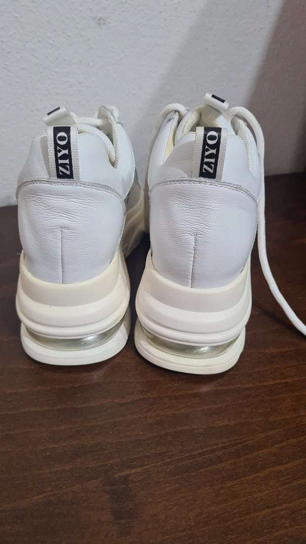 Beyaz Yılan Desenli Platform Spor Ayakkabı - Görsel 4