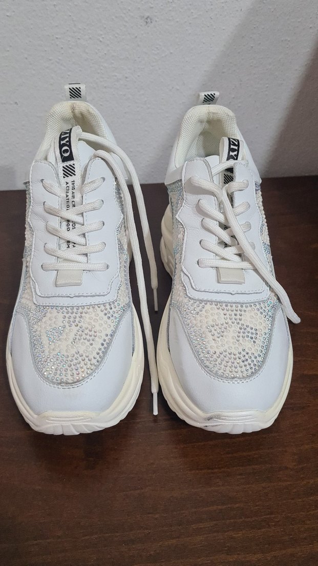 Beyaz Yılan Desenli Platform Spor Ayakkabı - Görsel 2