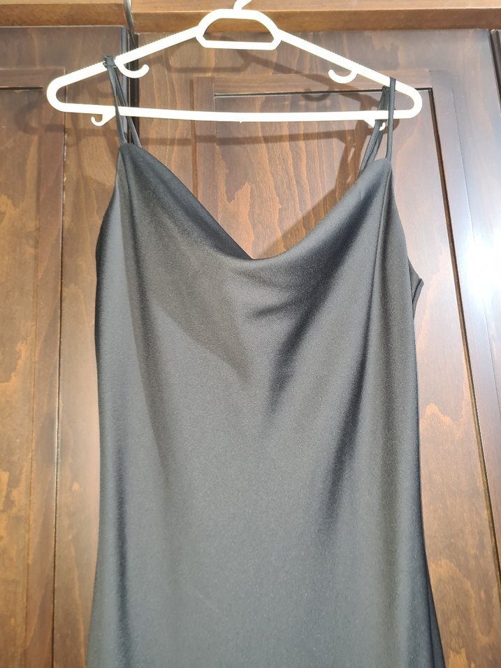 Gri Drapeli Uzun Askısız Kadın Elbise - Görsel 2