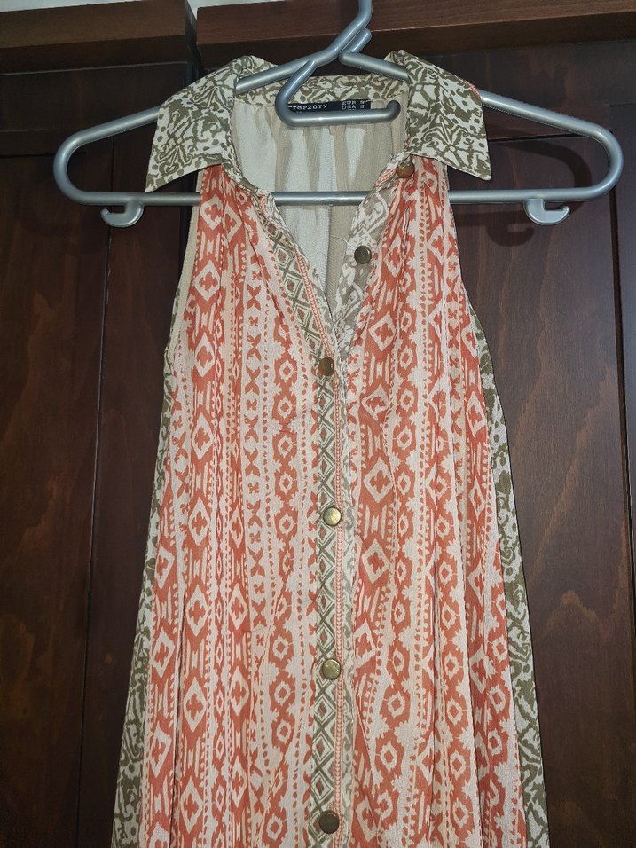 Bohem Çok Renkli Uzun Askısız Elbise - Görsel 3