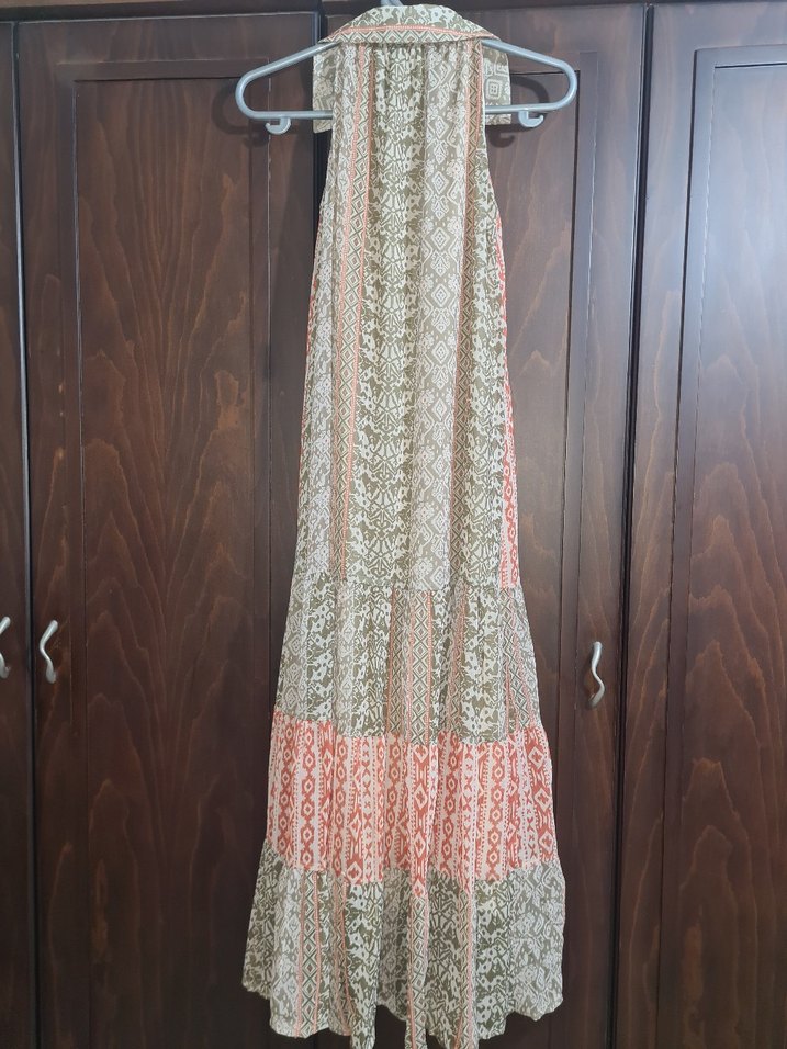 Bohem Çok Renkli Uzun Askısız Elbise - Görsel 4